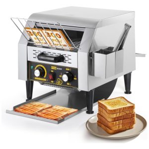 Torradeira Comercial DynaLiving 300 Fatias/Hora Para Restaurante Torradeira de Esteira Comercial em Aço Inoxidável para Uso Pesado 110V 2200W 300 Fa