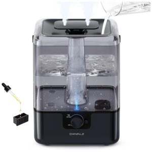 Umidificador 6L com Luz Noturna Silencioso 26 dB Temporizador de 50H Bico de 360° e Difusor de Óleo para Ambientes até 50m2 110V 25W CHIVALZ Preto