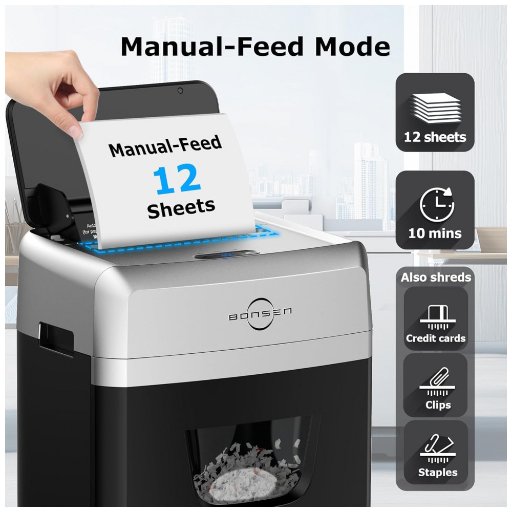 Trituradora de Papel Automática BONSEN 150 Folhas e 50 Folhas de Lubrificante - Imagem 4