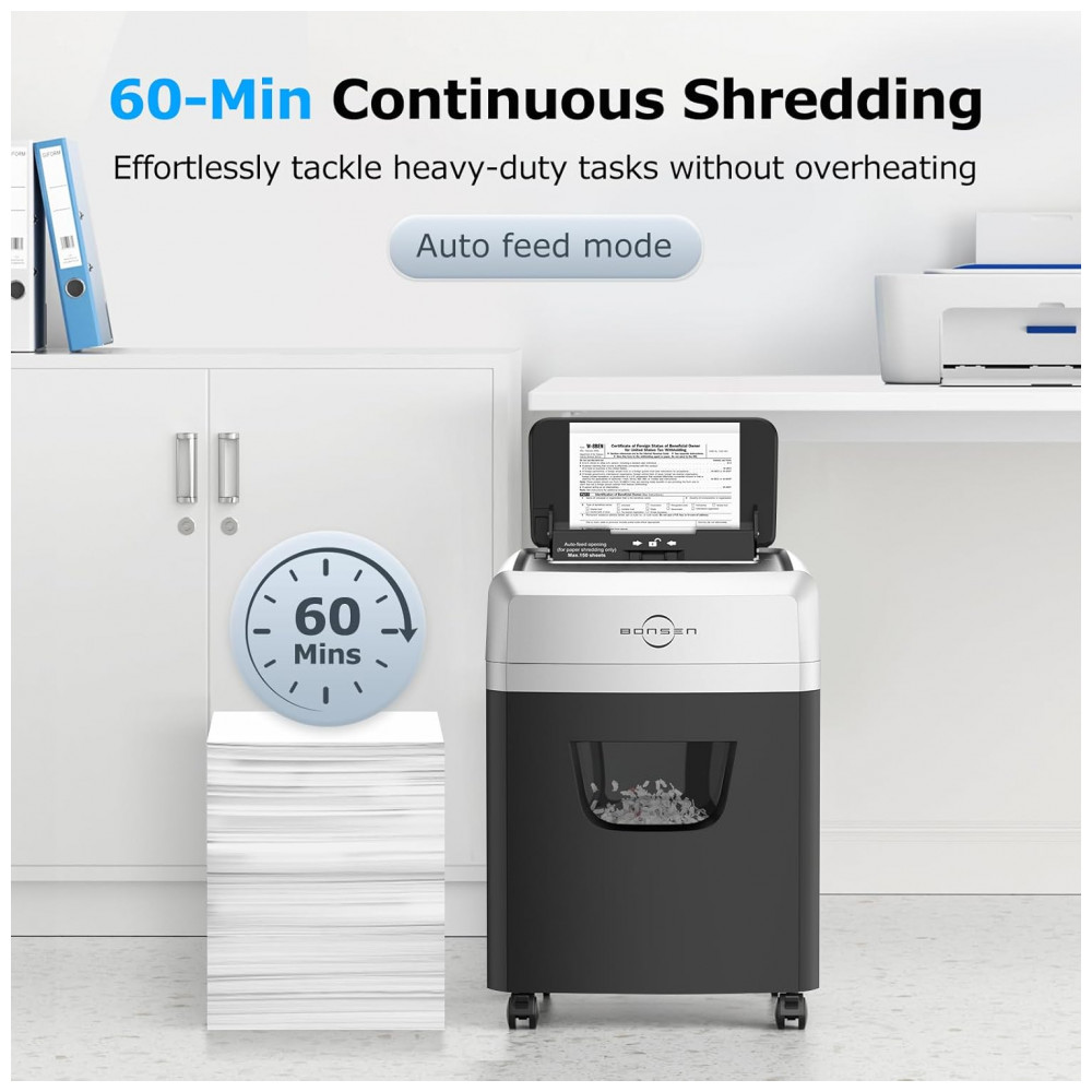 Trituradora de Papel Automática BONSEN 150 Folhas e 50 Folhas de Lubrificante - Imagem 5