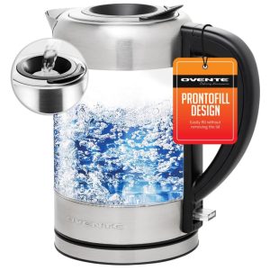 Chaleira Elétrica de 1.7L com Desligamento Automático Aço Inoxidável 1500W 110v OVENTE KG612S Prateado