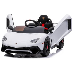 Carro Carrinho Elétrico 1 Assento 12V com Controle Remoto Vel 3 km por hora Idade 3 KIDZONE Branco