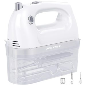 Batedeira de Mão 5 Velocidades com 4 Acessórios Aço Inoxidável 400W 110v LORD EAGLE CX 6661 5 Branco