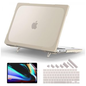 Capa Rígida Batianda MacBook Pro 14" Cáqui – Modelos A2992 A2918 A2779 A2442 com Suporte Dobrável e Proteção Completa