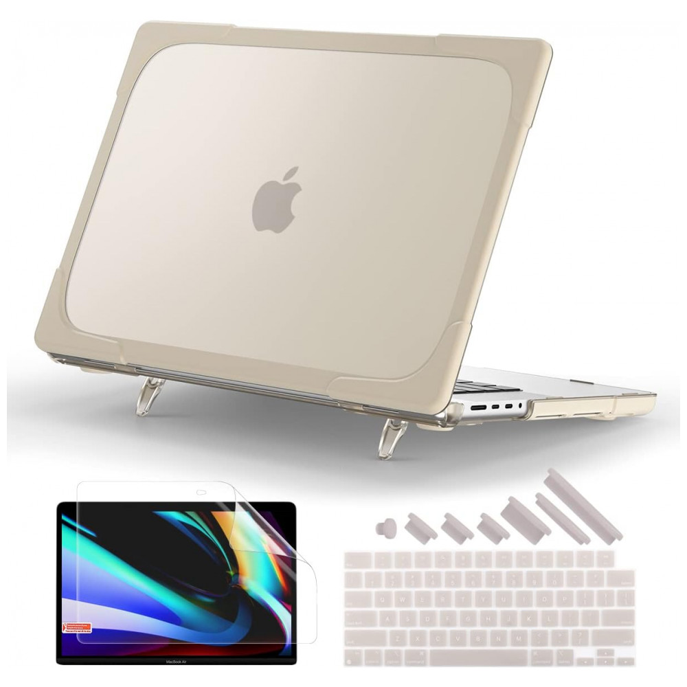 Capa Rígida Batianda MacBook Pro 14" Cáqui – Modelos A2992 A2918 A2779 A2442 com Suporte Dobrável e Proteção Completa