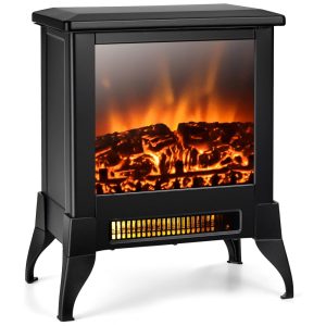 Lareira Elétrica Portátil com Temperatura Ajustável e Proteção Contra Superaquecimento 110V 1400W GOFLAME Preta