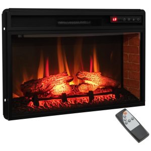 Lareira Elétrica de Embutir A44x68L com Controle Remoto e Proteção contra Superaquecimento 110V 1500W Tangkula Preta