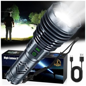 Lanterna Recarregável de Alta Potência 5500 Lumens Baibian Super Brilhante Tática e Resistente à Água com Zoom e 6 Modos de Iluminação