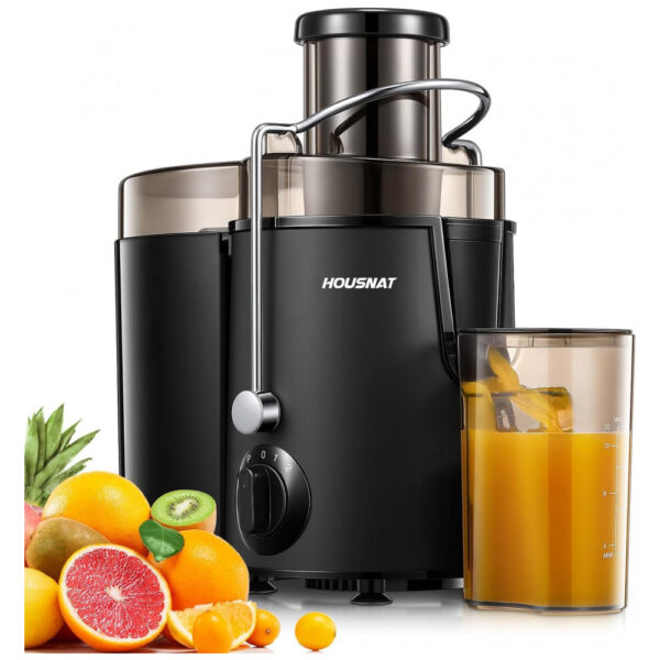Extrator de Suco HOUSNAT para Frutas e Vegetais Inteiros com 3 Velocidades, Motor de 400 W Versão Atualizada para Sucos Rápidos, Escova de Limpeza e R
