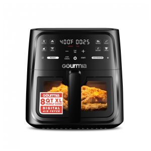 Fritadeira Elétrica Air Fryer Gourmia Preta 76L Janela com Luz 8 Programas FryForce 360 1700W 110V