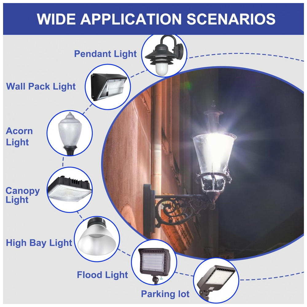 Lâmpada LED Corn 100W Elivern (2 un), 12000 lúmens, 5000K daylight, base E26/E39, super brilhante, ideal para garagem, fábrica, galpão e área externa. - Imagem 6