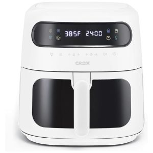 Fritadeira Elétrica Air Fryer 8L com Tecnologia TurboCrisp Controle de Temperatura e Desligamento Automático 110V 1750W CRUX Branca