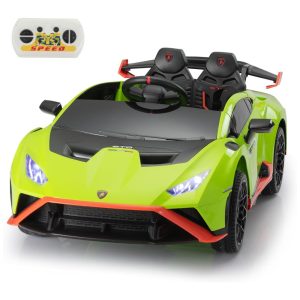 Carro Elétrico Infantil a Bateria com Controle Remoto e Alta Velocidade em Deriva 10 km/h 24V TOBBI Lamborghini STO Cinza