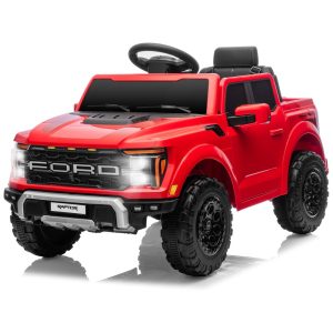 Mini Carro Elétrico Licenciado Ford F150 Raptor 12V p/ Crianças c/ Controle Remoto Luzes LED MP3 Caçamba Cinto de Segurança - 120cmSegmart