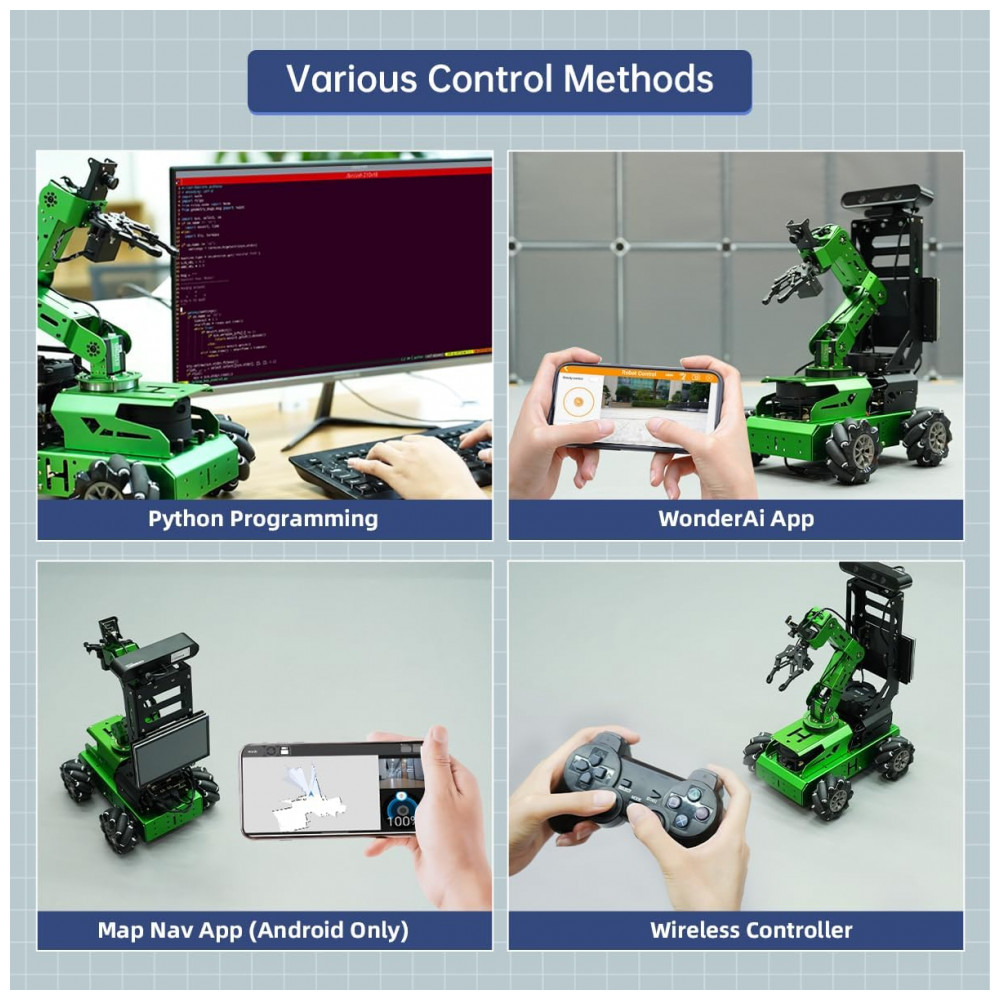 Hiwonder MentorPi A1 – Robô Carro com Chassi Ackermann, Câmera 3D e Lidar TOF – Kit Educacional ROS2 com Suporte a ChatGPT e Navegação Autônoma - Imagem 9