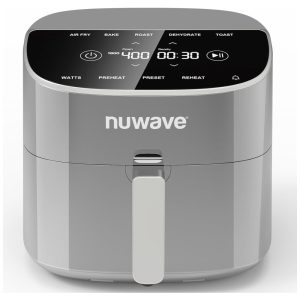 Fritadeira Elétrica Air Fryer 7.5L com Tela Digital Livre de PFAS 100 Predefinições e 50 Memória 110V 1800W Nuwave Cinza