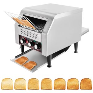 Torradeira de Esteira Comercial 300 Fatias/Hora Torradora de Pão Dupla Face 7 Velocidades Ajustáveis Forno TorradeiraCUBELLIN