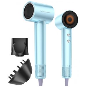 Secador de Cabelo 130000 RPM para Secagem Rápida 300 Milhões de Íons Negativos Controle de Calor Leve Azul