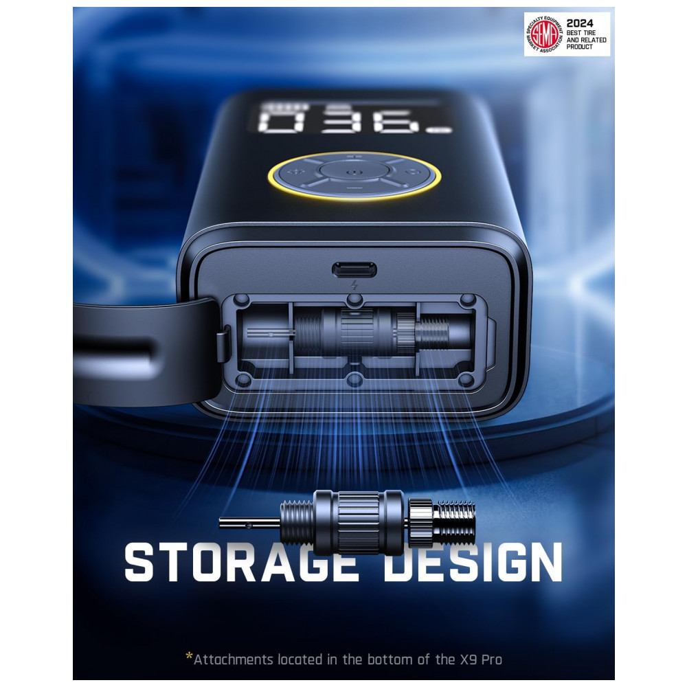 Inflador de Pneus Portátil Fanttik X9 Pro para Carros Compactos, Encha Rápido em 1 Minuto com Bomba Elétrica e Medidor Digital de Pressão, Compressor - Imagem 3