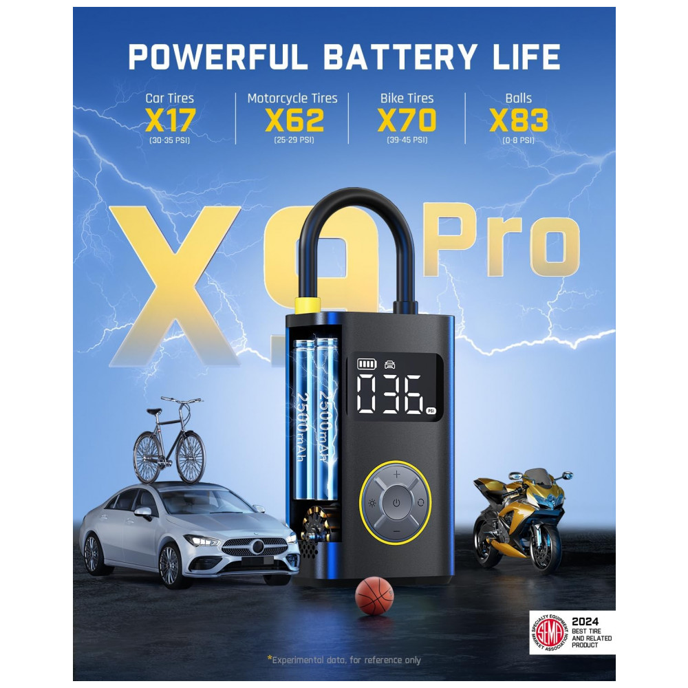 Inflador de Pneus Portátil Fanttik X9 Pro para Carros Compactos, Encha Rápido em 1 Minuto com Bomba Elétrica e Medidor Digital de Pressão, Compressor - Imagem 4
