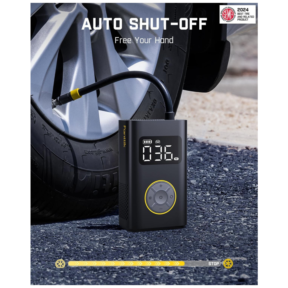 Inflador de Pneus Portátil Fanttik X9 Pro para Carros Compactos, Encha Rápido em 1 Minuto com Bomba Elétrica e Medidor Digital de Pressão, Compressor - Imagem 5