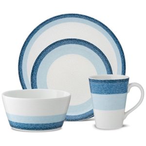 Aparelho de Jantar para Todas as Ocasiões Estilo Moderno com 4 Peças Formato Redondo e Material de Porcelana Noritake G020-04G Cinza e Azul