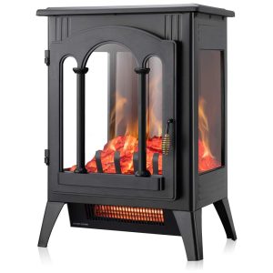 Aquecedor Lareira Elétrica Realista Portátil 1000W 1500W XBEAUTY Preto