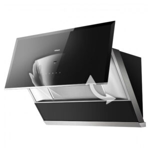 Coifa de embutir ou parede 76cm Robam preta aço inox vidro temperado motor brushless 1050 CFM 3 velocidades 110V