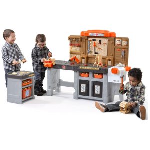 Bancada de Ferramentas Infantil Para Ambientes Internos e Externos Inclui 76 Acessórios de Brinquedo Para Crianças a Partir de 3 Anos - Step2