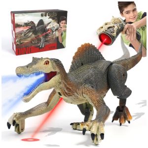 Brinquedo Dinossauro Spinosaurus que Anda e Rugi de Controle Remoto com Névoa de Spray Luz e Balança a Cabeça para Crianças Acima de 3 Anos FRUSE