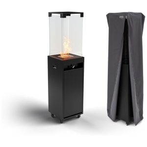 Aquecedor Externo Portátil com Rodas a Gás GLP para Pátio Comercial Planika Preto