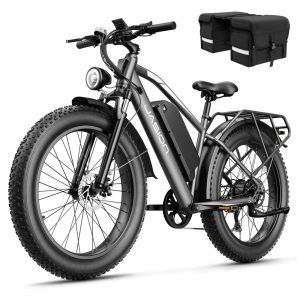 Bicicleta elétrica Jasion EB5 MAX cinza pneus 26x4 motor até 2000W bateria 48V 15Ah 7 marchas suspensão dianteira e voltagem 110V