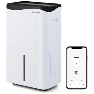 Desumidificador para Grandes Ambientes 5L até 510 m2 com Controle Inteligente e App para Celular 110V COSTWAY Branco