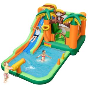 Parque Aquático Inflável BOUNTECH Parque Aquático Infantil com Escorregador Longo Piscina Grande Diversão Molhada e Seca para Casa