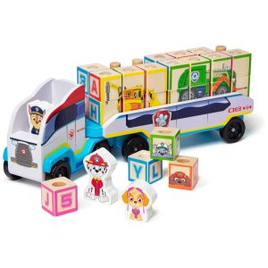 Caminhão de Bloco ABC de Madeira Tema Patrulha Canina com 33 Peças para Crianças Acima de 3 Anos Melissa & Doug