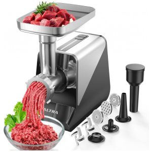 Moedor de Carne 8 3200W Máximo Elétrico Super Resistente para Embutir Salsichas com 2 Lâminas de Aço Inoxidável e 3 Discos de Moagem ALTRA LIFE