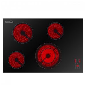 Cooktop elétrico radiant 77cm Empava 4 zonas vidro preto zona dupla Stop&Go 6700W 220V