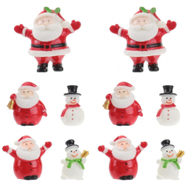 Decorações de Natal Happyyami com 10 Miniaturas de Papai Noel em Resina, para Escritório e Casa, Perfeitas para Decorar nas Festas e Encantar