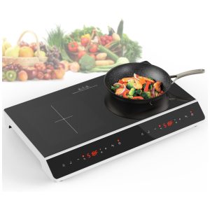 Cooktop de Indução Elétrico com 2 Queimadores Controle Digital 10 Níveis de Temperatura e Trava de Segurança 110V 4000W GIHETKUT Preto
