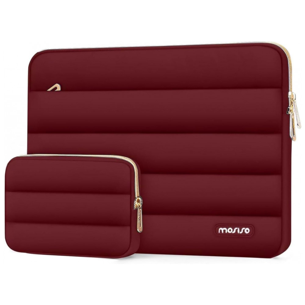 MOSISO Estojo Puffy para Laptop 13-13.3" Vinho, Compatível com MacBook Air/Pro 13/14, HP, Dell, ASUS, Lenovo, Bolsa com Estojo