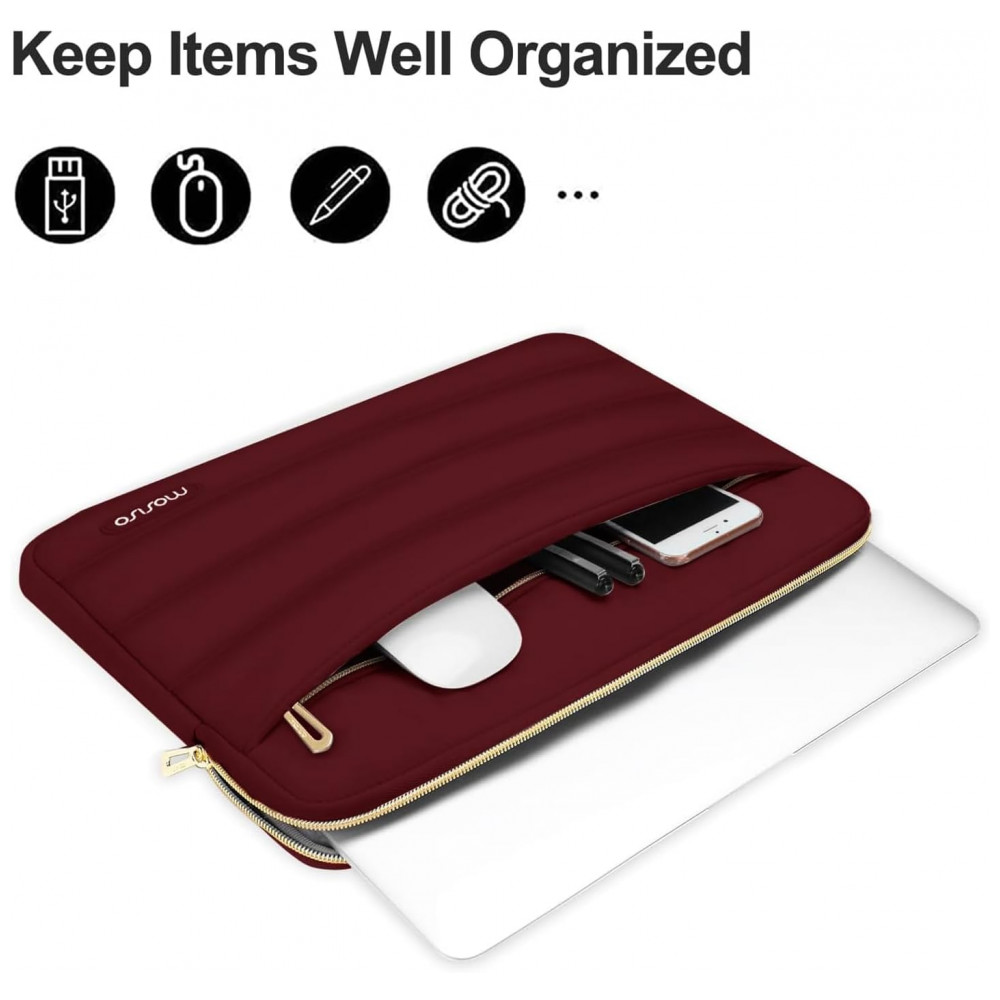 MOSISO Estojo Puffy para Laptop 13-13.3" Vinho, Compatível com MacBook Air/Pro 13/14, HP, Dell, ASUS, Lenovo, Bolsa com Estojo - Imagem 2
