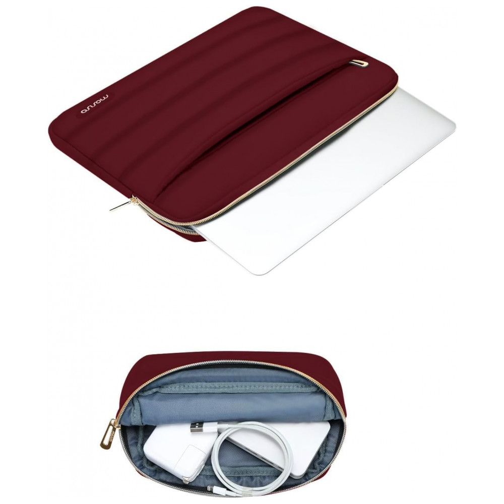 MOSISO Estojo Puffy para Laptop 13-13.3" Vinho, Compatível com MacBook Air/Pro 13/14, HP, Dell, ASUS, Lenovo, Bolsa com Estojo - Imagem 3