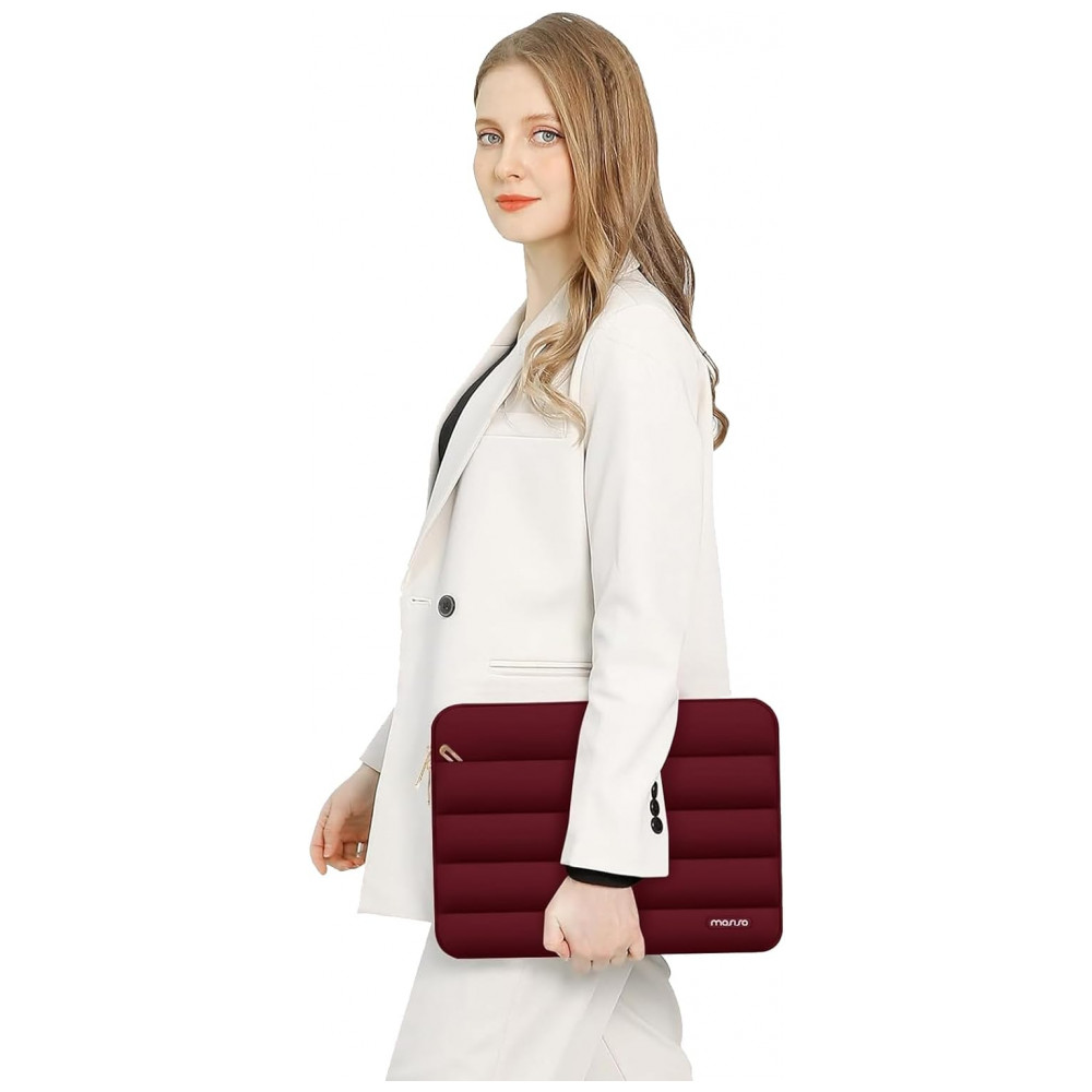 MOSISO Estojo Puffy para Laptop 13-13.3" Vinho, Compatível com MacBook Air/Pro 13/14, HP, Dell, ASUS, Lenovo, Bolsa com Estojo - Imagem 6