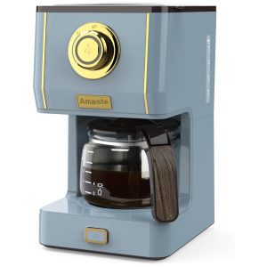 Cafeteira Retrô com 3 Modos de Preparo Jarra de Vidro e Filtro Reutilizável 110V 600W Amaste Azul