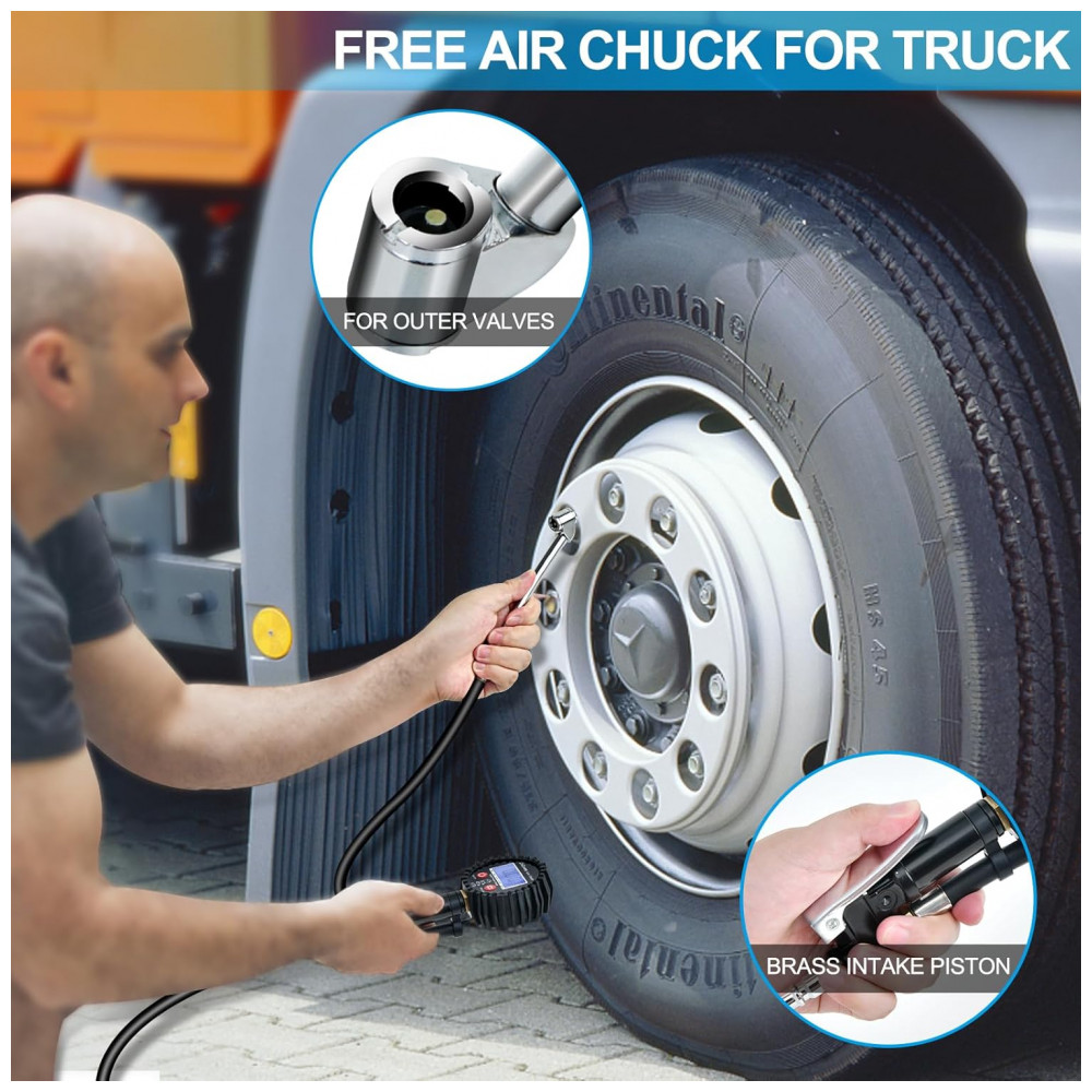 Manômetro Digital com Inflador ENDARK 250 PSI - Medidor de Pressão de Pneus a Ar Comprimido 3 em 1 - Imagem 6