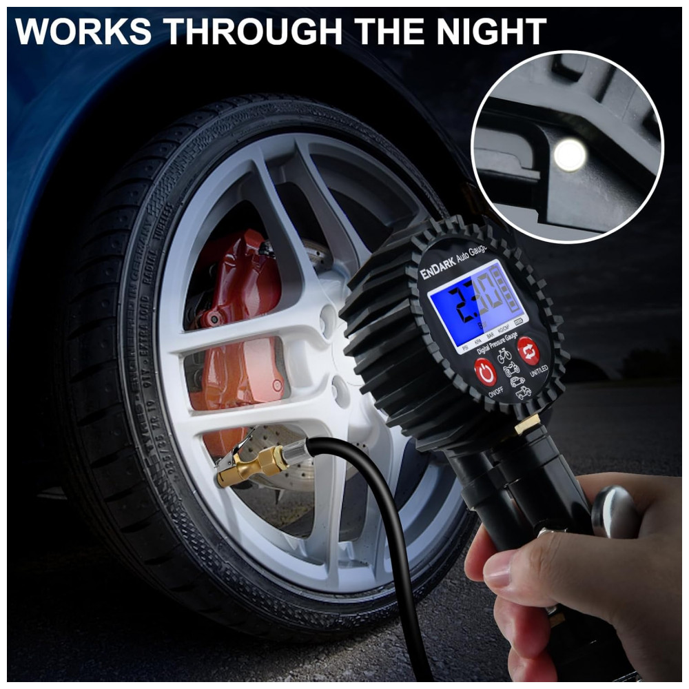 Manômetro Digital com Inflador ENDARK 250 PSI - Medidor de Pressão de Pneus a Ar Comprimido 3 em 1 - Imagem 7