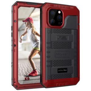 Capa para Iphone 13 Pro Max com Protetor de Tela Embutido e à Prova dÁgua Mitywah Vermelha