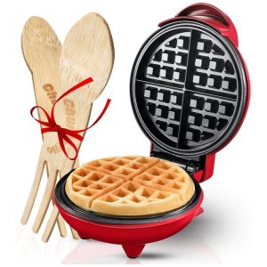 Máquina de Waffle Antiaderente Aço Inoxidável 550W 110v BURGESS BROTHERS BBQ BURGERS COMMITTED TO SERVICE Vermelho