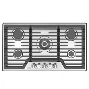 Cooktop a gás 91cm Empava inox 5 queimadores SABAF selados 57500BTU dual fuel GN/GLP ignição por ionização 110V