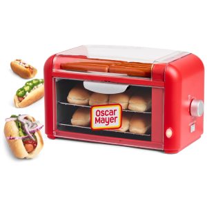 Máquina de Salsicha Hot Dog Nostalgia Oscar Mayer para 8 Hot Dogs rolos de aço inox racks aquecedores antiaderentes timer ajustável